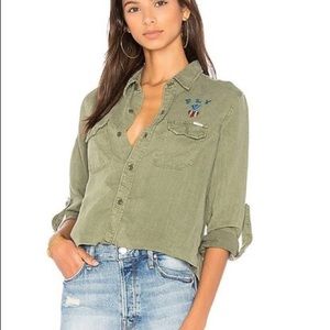 Mother denim cropped foxy cut button up top small